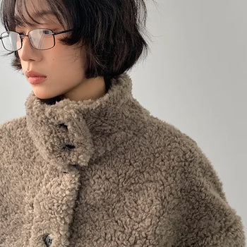 Vetiver boucle fur shearling jacket