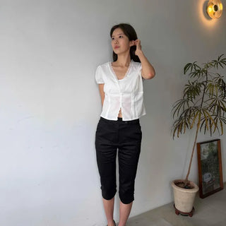 Button Straight Slim Fit Daily Long Pants