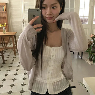 V-Neck Linen Salantate Item Cardigan