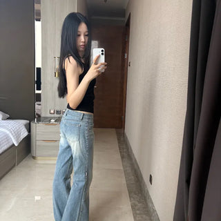 stitched low rise bootcut jeans