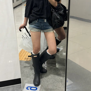 [26SS] Rolled-up Two-Button Low-Rise Denim Shorts