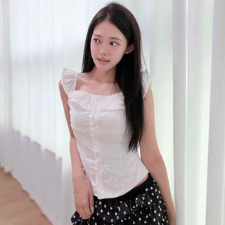Frill Shirred Dot Loose Fit Daily Shorts