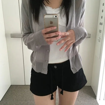 *Delicate Fit* Mute See-through Cardigan