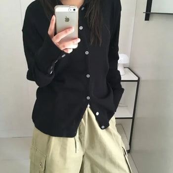 Loose-sleeved collar cardigan