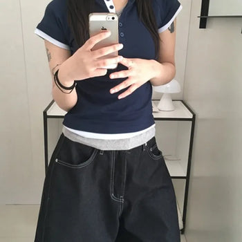 Layered Stretchy Henley Tee
