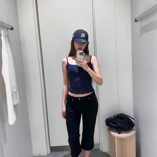 Slim Fit Button Straight Casual Shorts