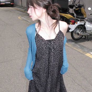 Bay Dot Frill Sleeveless Long Dress