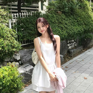 Strap Ribbon Tiered A-Line Sleeveless Mini Dress