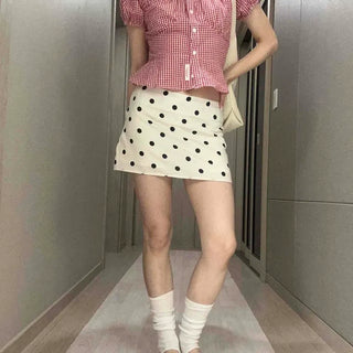 Zipper Dot A-Line Daily Mini Skirt