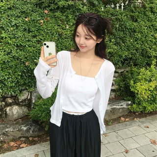 Copen Basic Round Ribbed Cardigan
