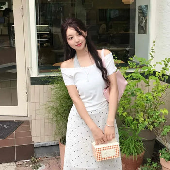 Slim Fit Frill Plain Daily Short Sleeve T-shirt