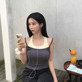Color Block Slim Fit Plain Daily Sleeveless