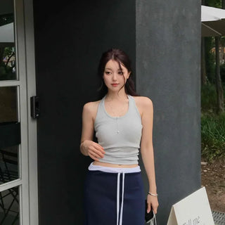 Slim Fit Plain Fitted Sporty Daily Sleeveless
