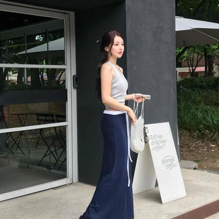 Luce Loose Fit String Straight H-Line Daily Long Skirt