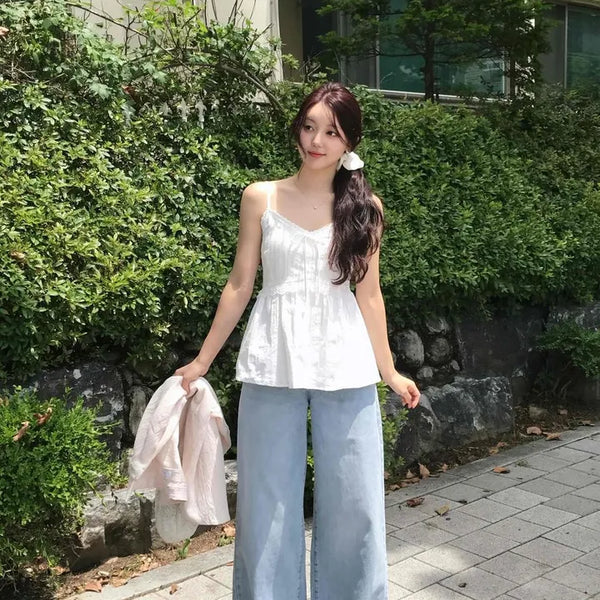Loose-fit Washed Wide Casual Long Pants