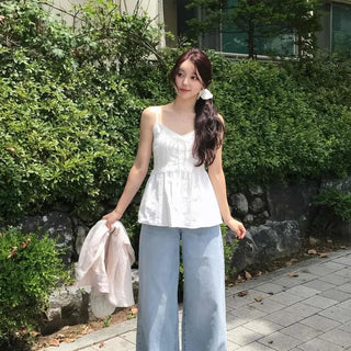 Loose-fit Washed Wide Casual Long Pants
