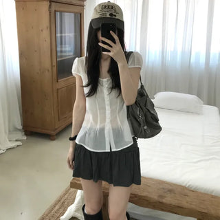 Wreath Puff Blouse (2 colors)