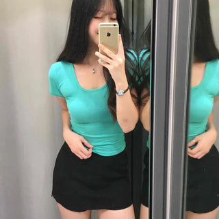 Zipper Straight H-Line Regular Fit Daily Mini Skirt