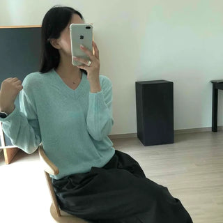 Loose Fit Plain Long Sleeve Casual Feminine