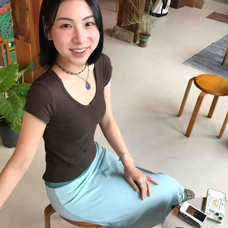 Loose-fit A-line Casual Daily Midi Skirt