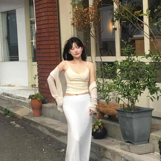Mochi Lace Elastic Waist Maxi Long Skirt