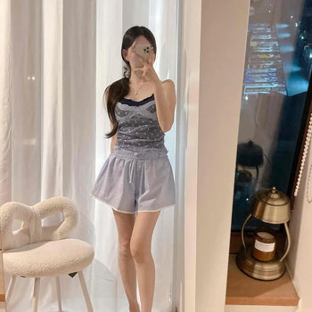 String Stripe Wide Relaxed Fit Daily Shorts