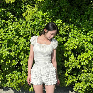 Frill Shirred Loose Fit Daily Shorts
