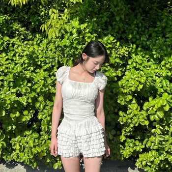 Frill Shirred Loose Fit Daily Shorts