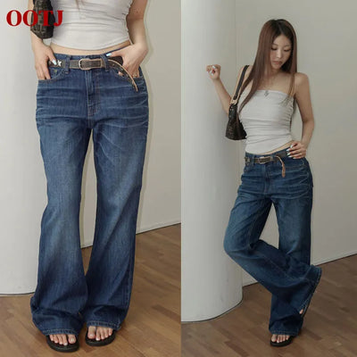 Slise denim wide bootcut pants