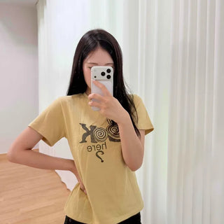 Printed Graphic Lettering Loose Fit Short Sleeve T-shirt
