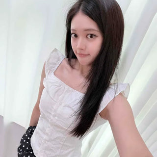 Frill Shirred Button Plain Daily Blouse