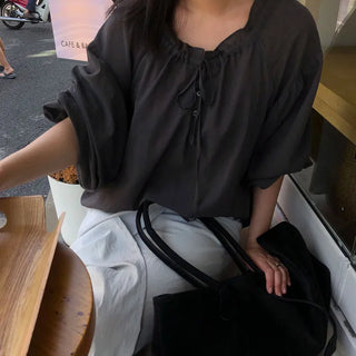 Leuen Salanta Boxy Fit Long Sleeve String Blouse