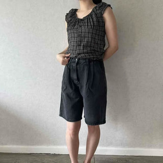Bijou Washed Bermuda Elastic Denim Pants