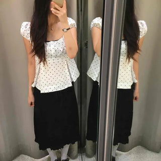 Cheese Low String Frill Midi Skirt