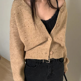 Scented Loose-Fit Collared Wool Knit Cardigan