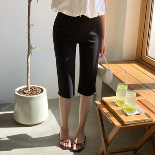 Shade Spandex Slit Cut 3/4 Length Capri Pants