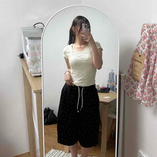 Sterling Dot Pintuck Elastic Bermuda Pants