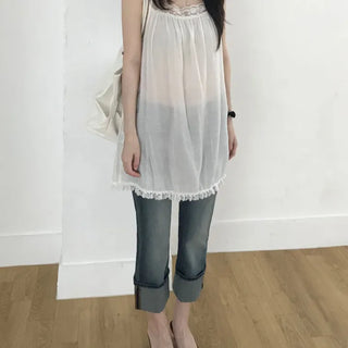 Rolled-up Capri Denim Pants (one color)