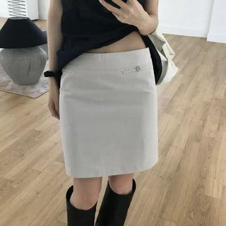 Low-rise button midi skirt (one color)