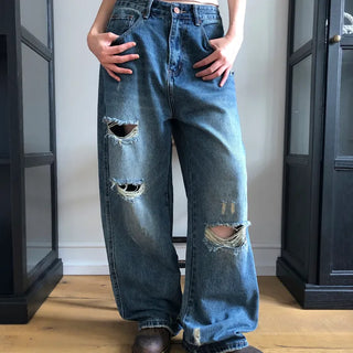 Baven Damaged Wide Denim Pants