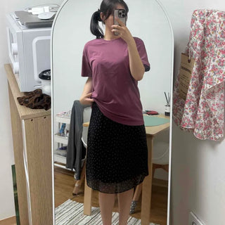 Dot A-line Daily Casual Midi Skirt