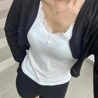 See-through Plain Bolero Loose Fit Long Sleeve Cardigan