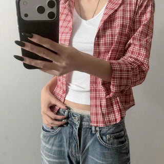 Button-down Check Loose Fit Long Sleeve Shirt