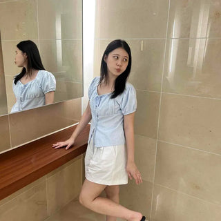 Pintuck Button Wide Loose Fit Daily Shorts