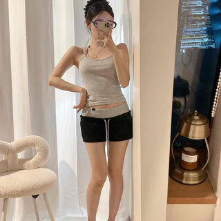 String Contrast Straight Slim Fit Shorts