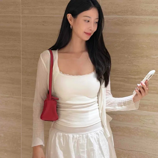 Loose-fit Flower Shirred Eyelet Frill Flare Mini Skirt