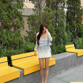 Buckle Flap Pocket Slit Slim Fit H-Line Mini Skirt
