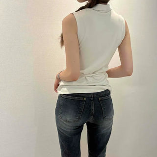 Shirred Washed Button Straight Loose Fit Shorts
