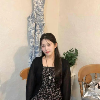 Regular Fit Plain Button See-through Button-Down Long Sleeve Cardigan