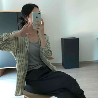 Rudin Oversized Striped Button-Down Long Sleeve Shirt